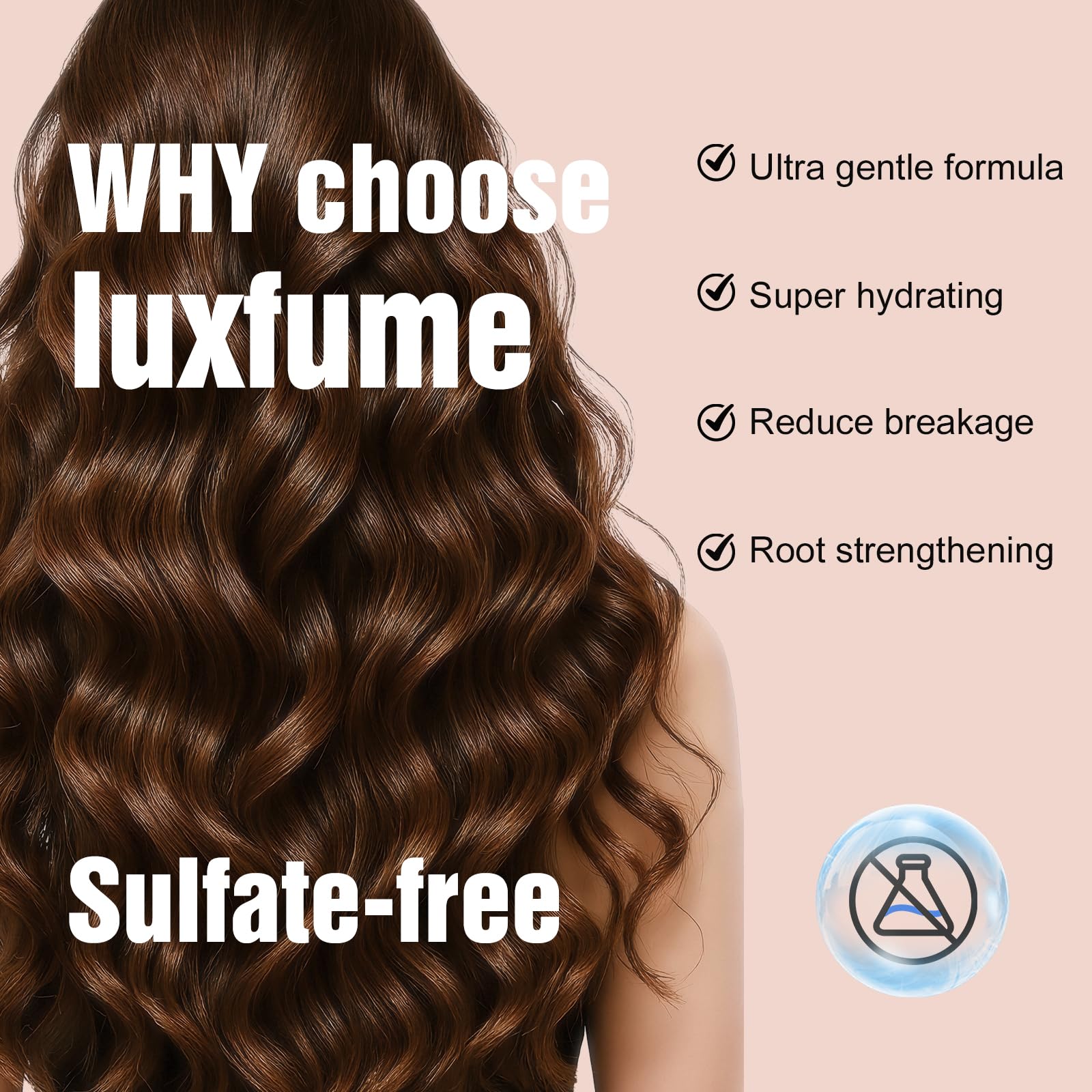 Luxfume Curl Shampoo biotin ingredient highlights root-strengthening potential.
