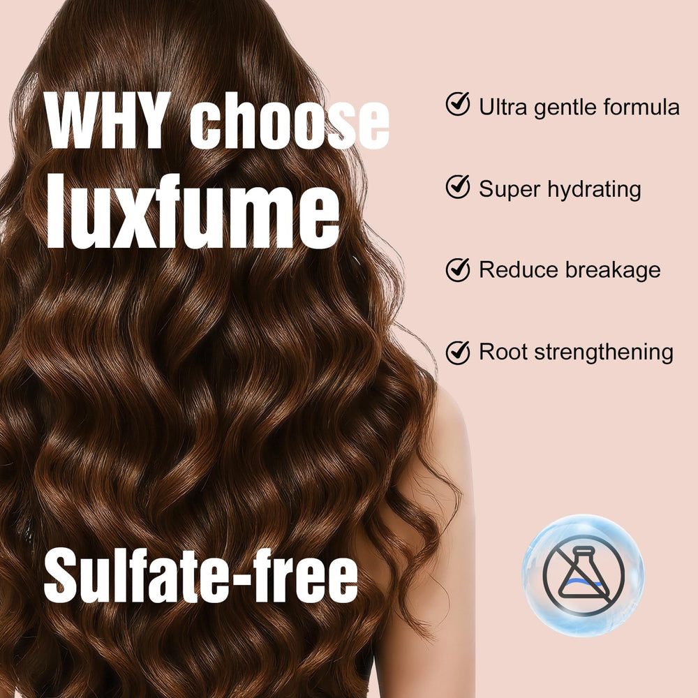 Luxfume Curl Shampoo biotin ingredient highlights root-strengthening potential.