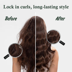 Luxfume Multi-Styling Spray frizz-tamer highlights sleek, controlled frizz-free strands.