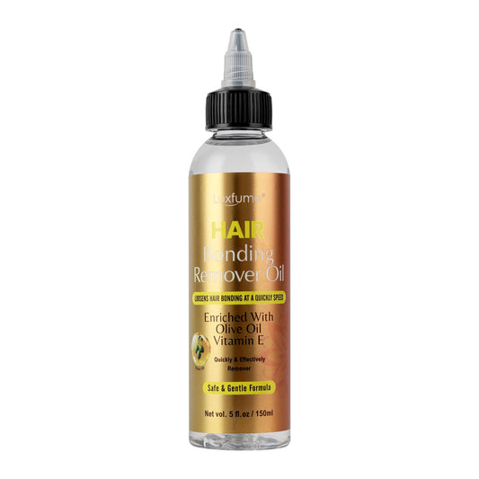 Luxfume Tape Extension Remover bottle highlighting 150 ml capacity for safe removal.