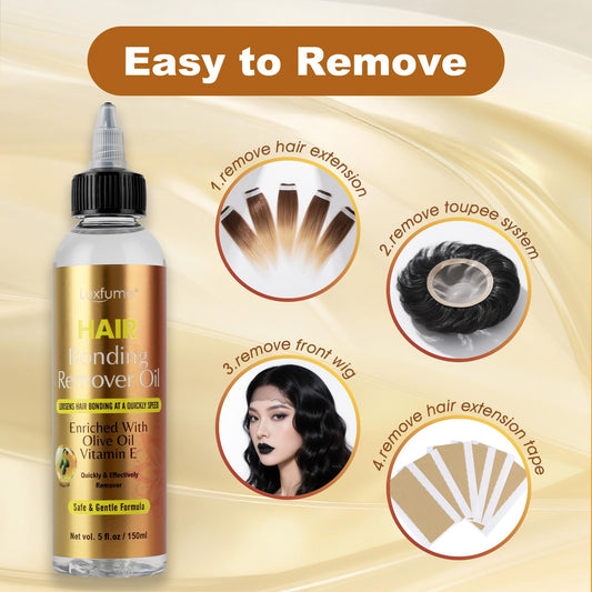 Luxfume wig glue remover in use for precise application and gentle glue breakdown.