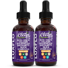 LuxGlo bottle of Biotin Liquid Drops with packaging