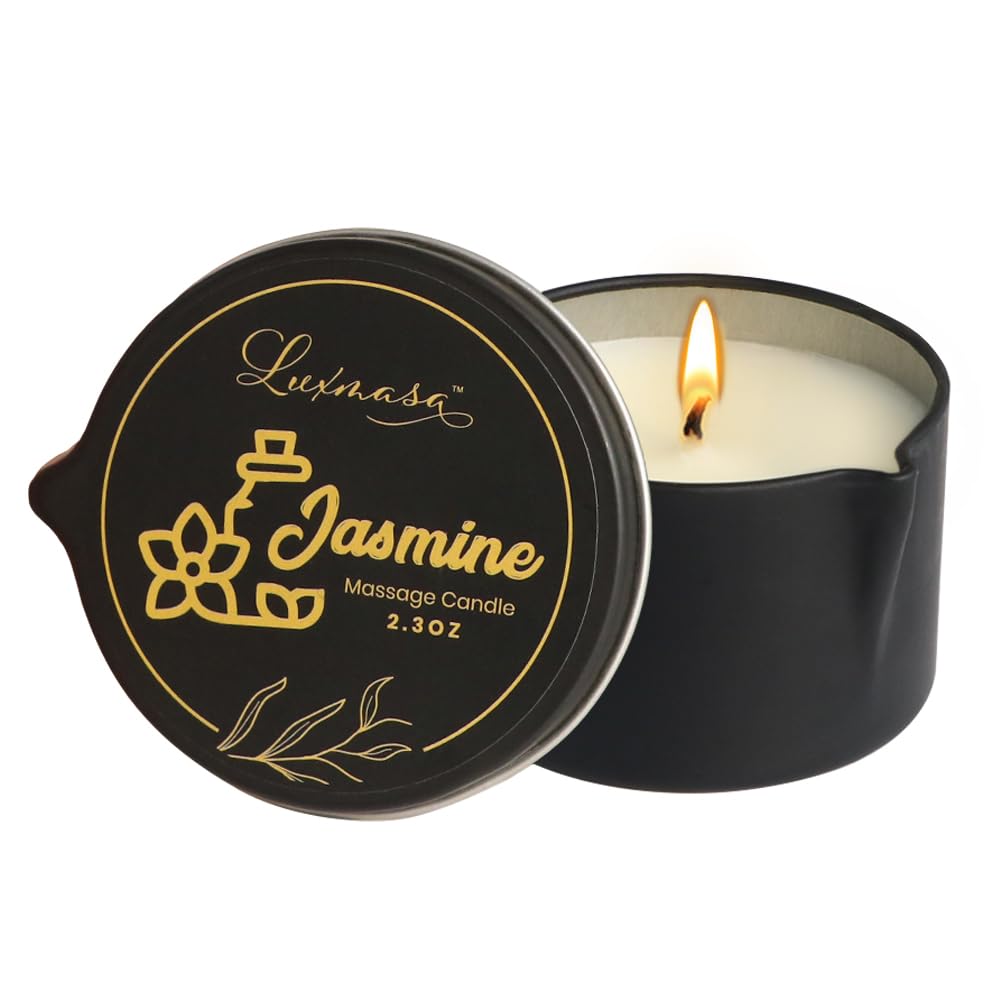 Luxmasa jasmine scented massage candle jar