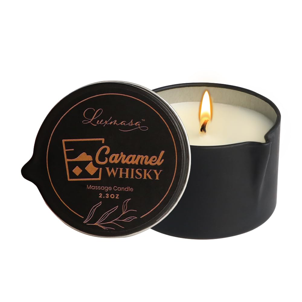 LUXMASA 2.35 oz Soybean Wax Warming Massage Oil Candle in tin