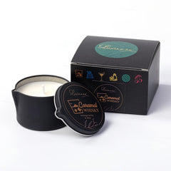 Close-up of natural oil blend in candle container