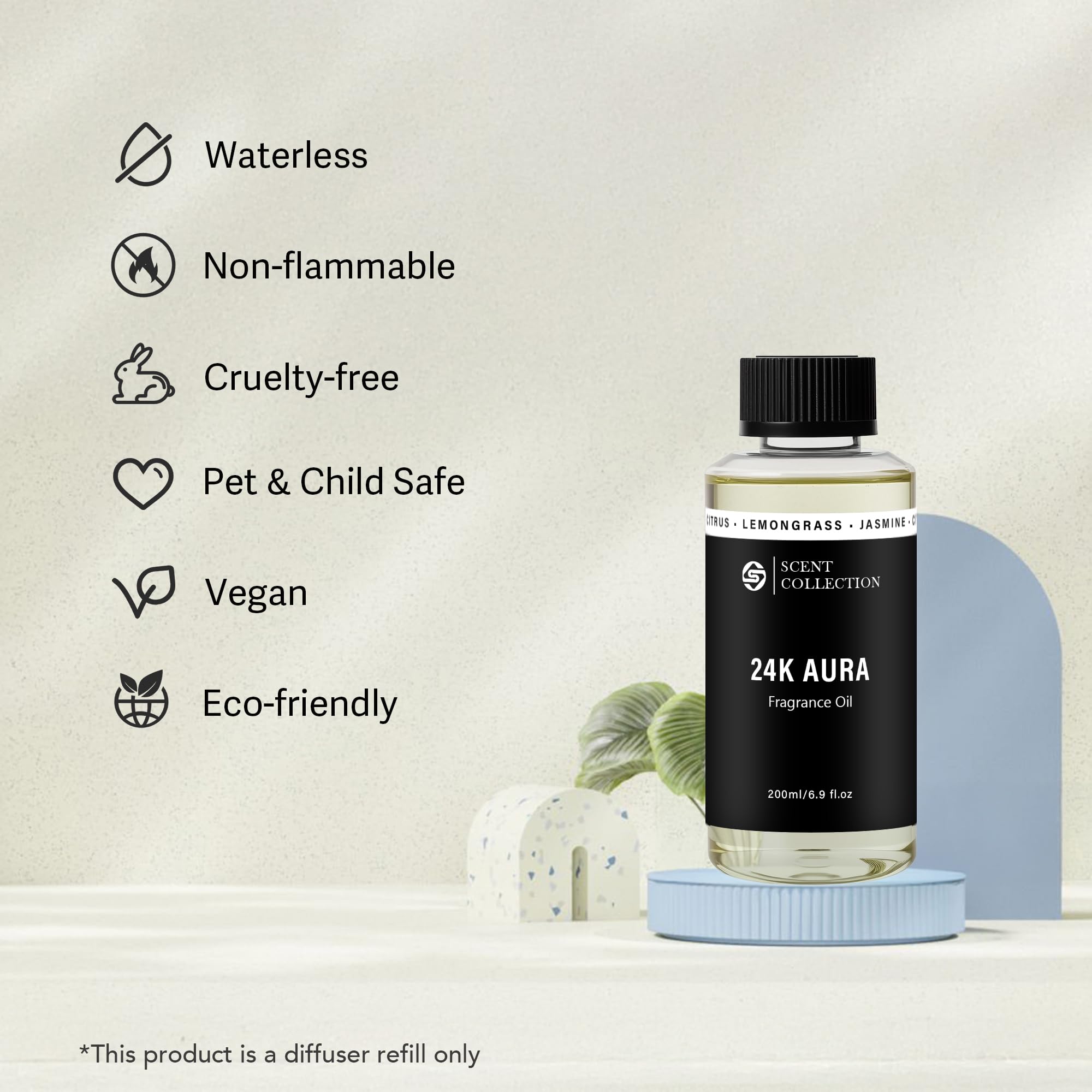 Waterless diffuser oil compatible bottle close-up