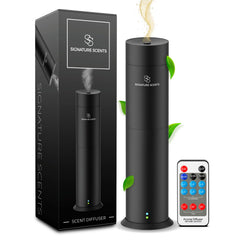 Luxury waterless essential oil diffuser in black, covers up to 1000 sq ft.
