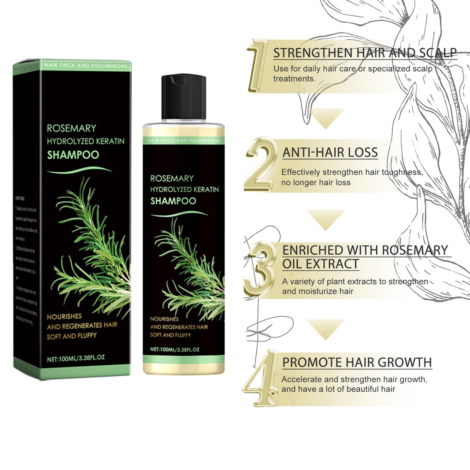 Lvjonya Rosemary Shampoo rosemary extract drops highlighting natural scalp care