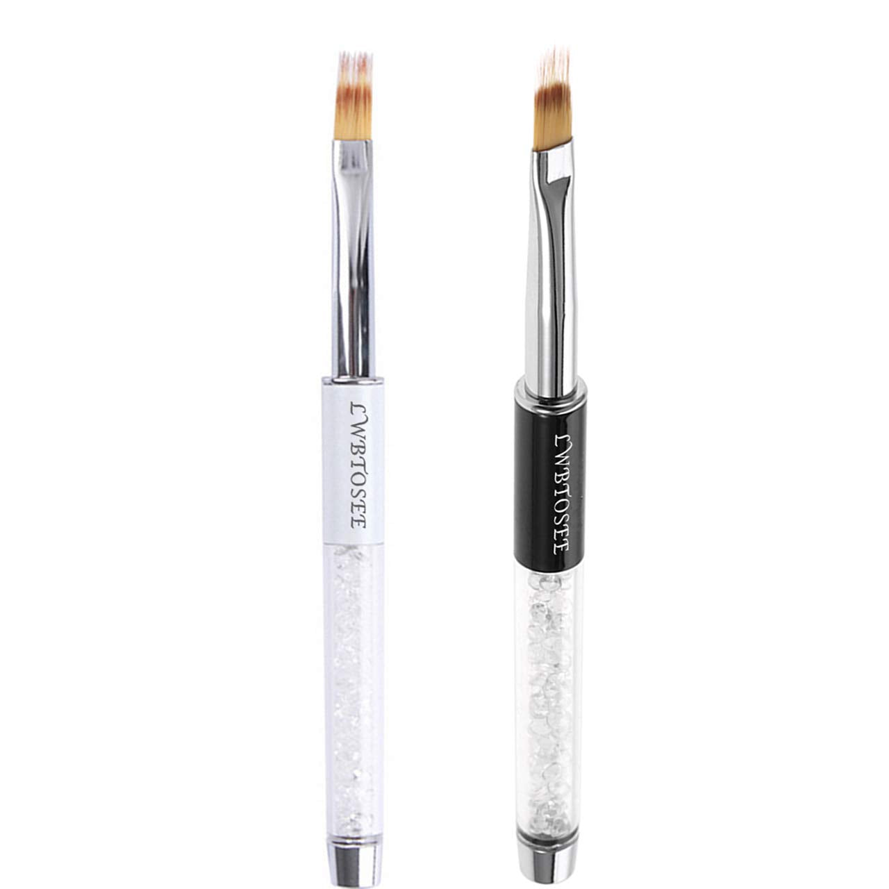 LWBTOSEE ombre nail brush 2pcs with rhinestone handles for precise gradient shading.