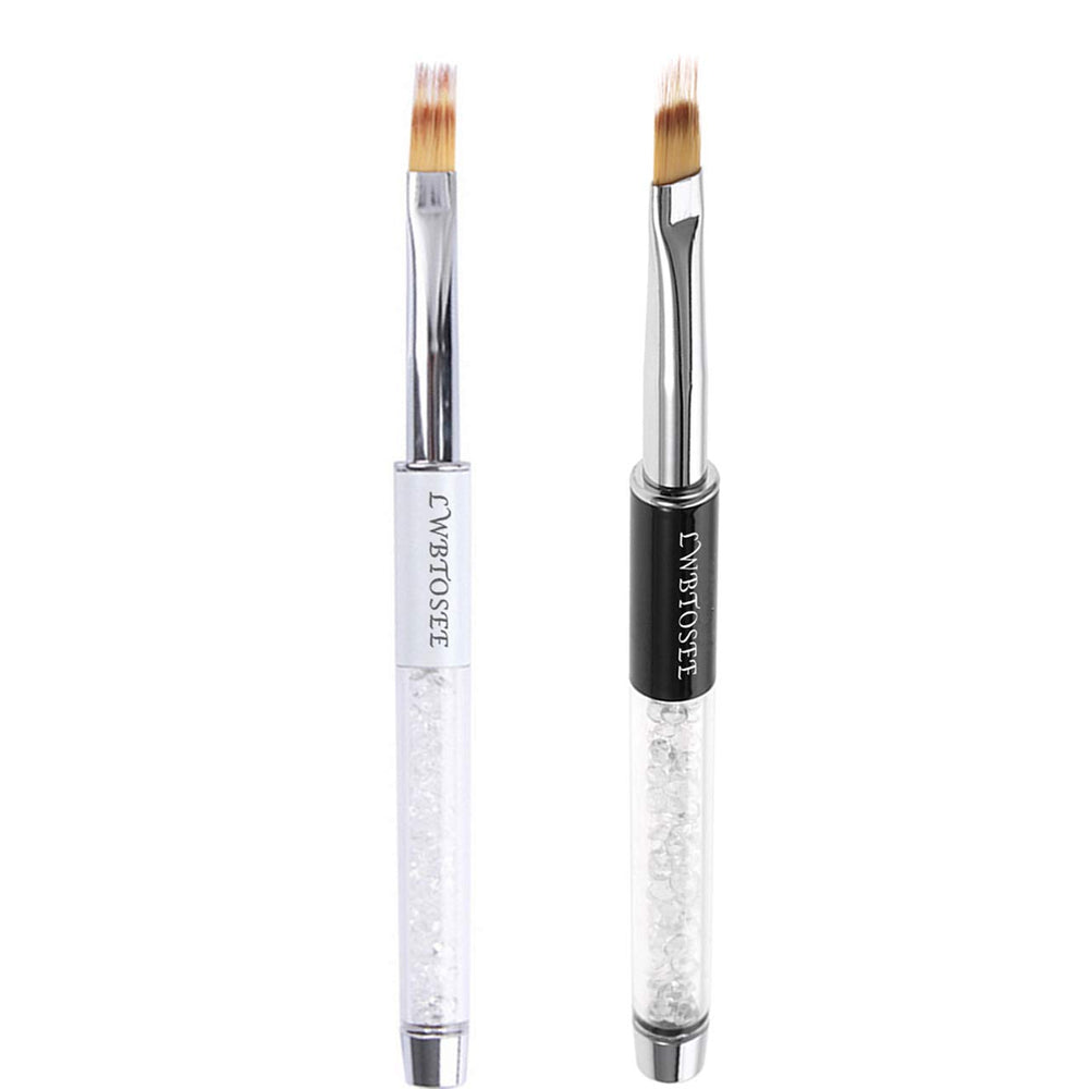LWBTOSEE ombre nail brush 2pcs with rhinestone handles for precise gradient shading.