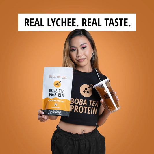 Lychee and oolong flavored collagen powder tub