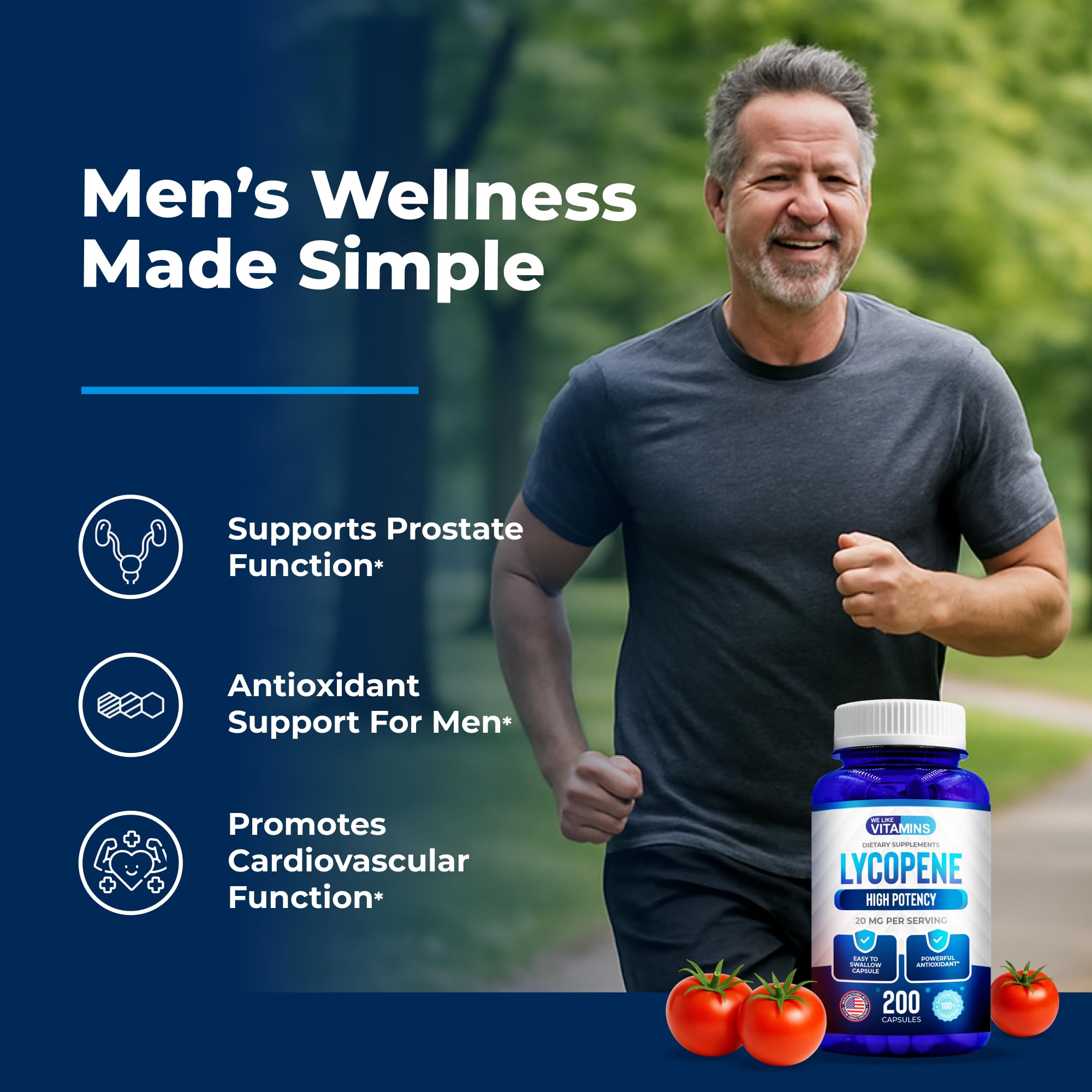 Bottle of Lycopene supplements with 200 capsules
