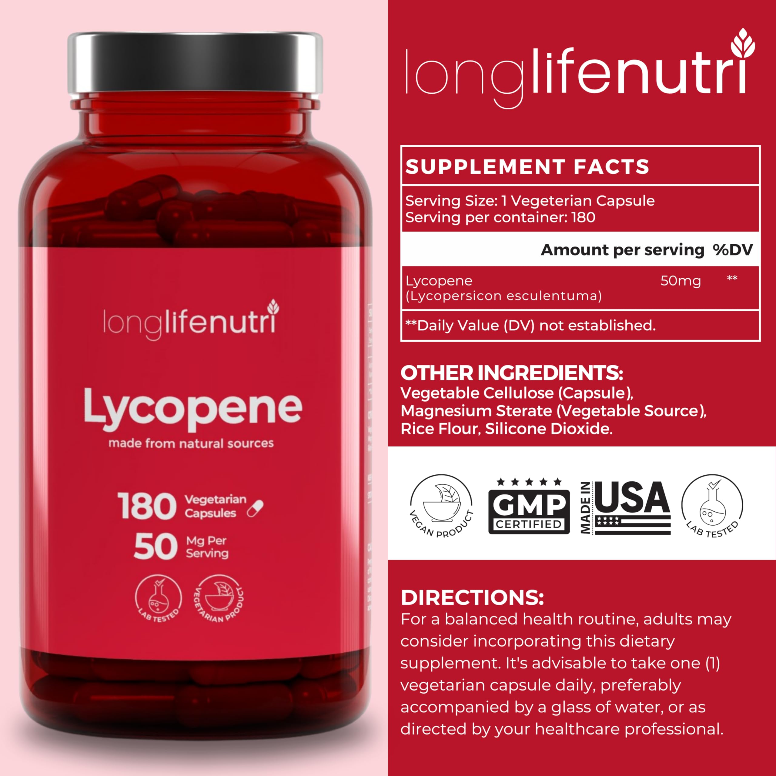 Close-up of Lycopene 50mg capsules packaging