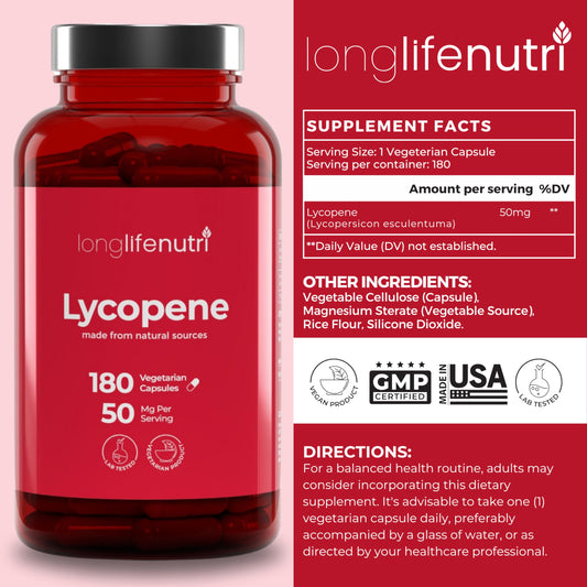 Close-up of Lycopene 50mg capsules packaging