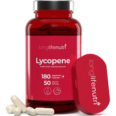 Front view of Lycopene 50mg 180 vegetarian capsules bottle