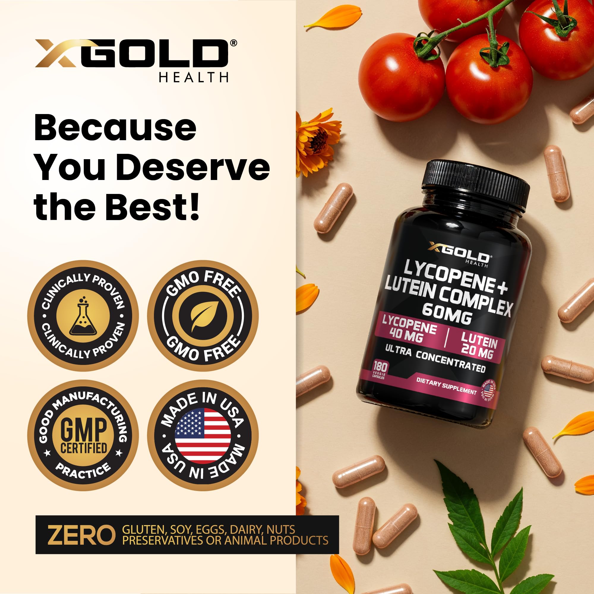 Person taking daily dosage of Lycopene + Lutein 60mg capsules
