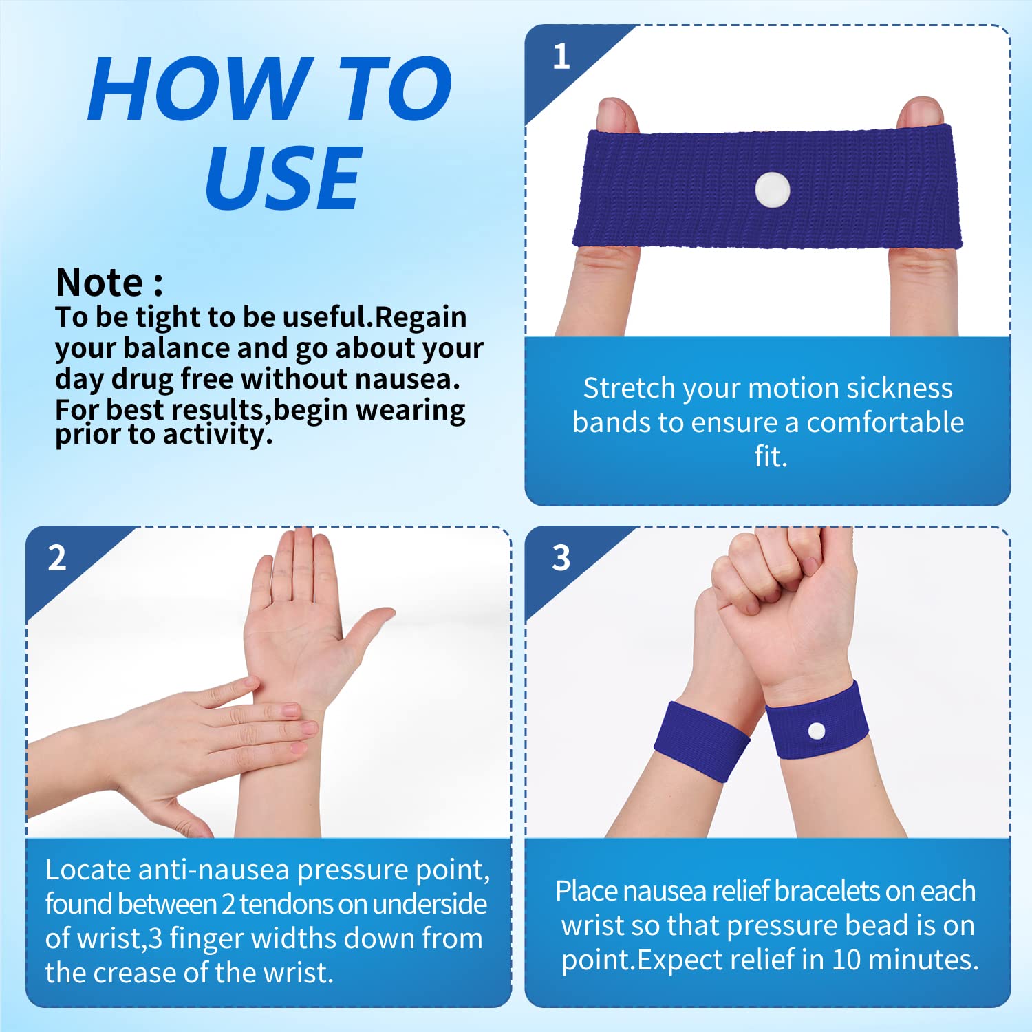 LYJEE motion sickness band in-car use shows portable comfort.