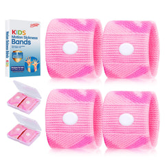 LYJEE Motion Sickness Band kid-wristband closeup on wrist shows soft cotton comfort for travel.