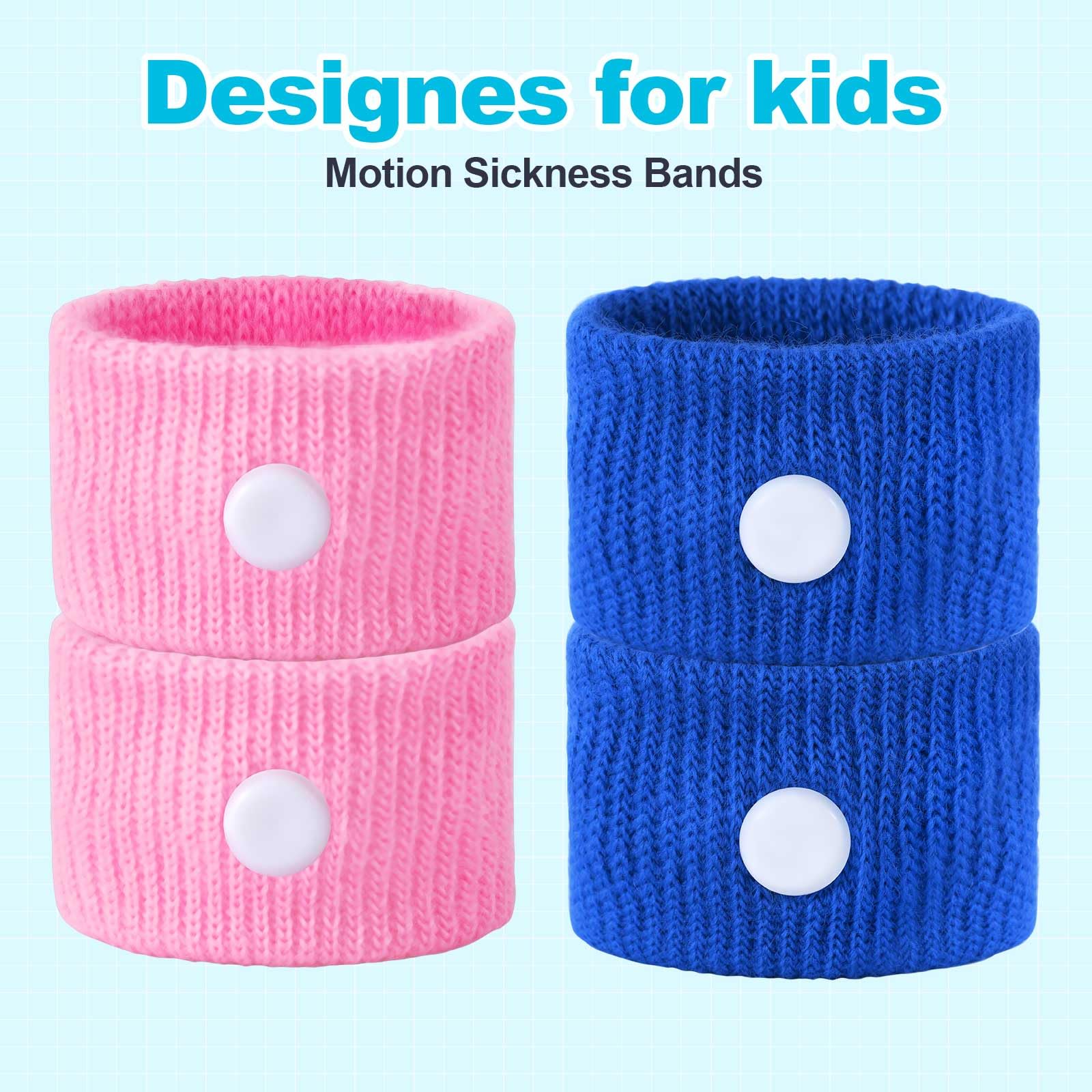 LYJEE motion sickness band on a kid's wrist for non-drowsy relief