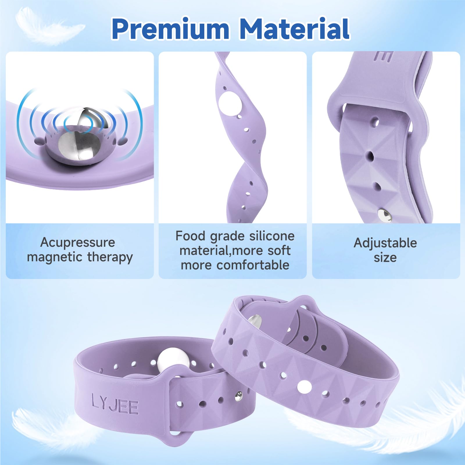 LYJEE lightweight design fits in a pocket for convenient travel nausea support.