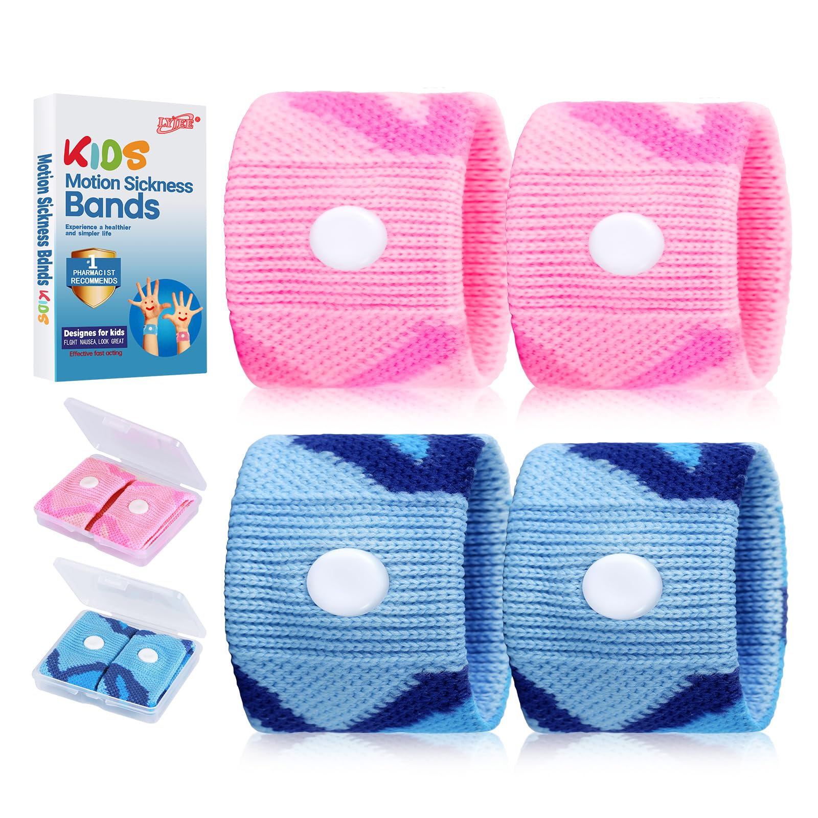 LYJEE motion sickness bands for kids worn on the wrist offering gentle comfort during travel