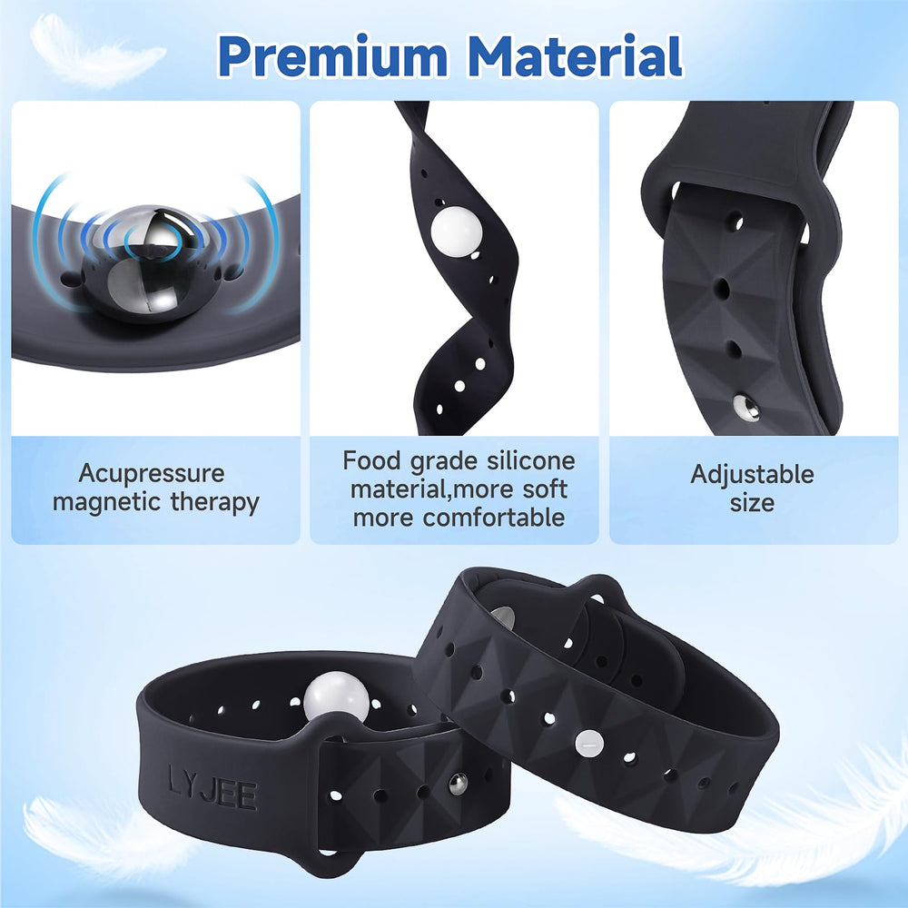 LYJEE bands available in multiple colors to suit every traveler and mood while alleviating nausea.