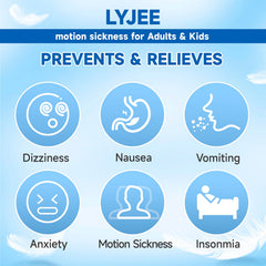 LYJEE motion sickness bands adjustable strap for all wrist sizes.