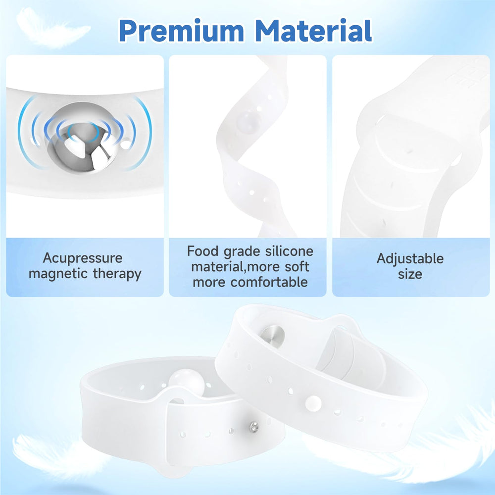 LYJEE Nausea Bands closeup silicone reveals comfortable, reusable design.
