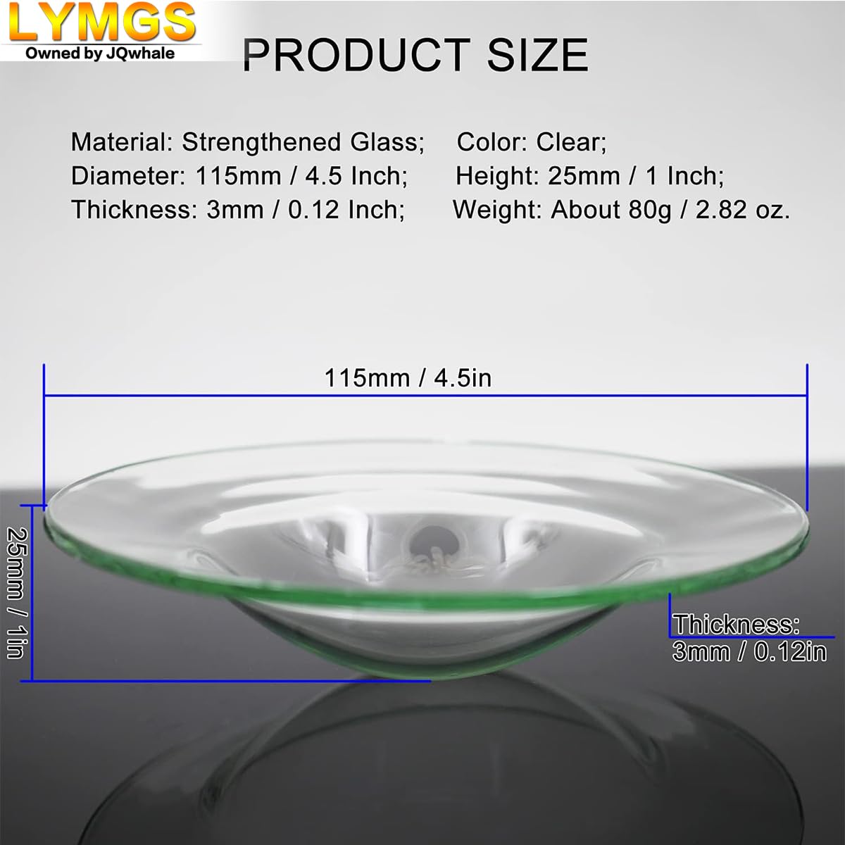 Round glass wax melt dish for aroma lamp, 115mm, 4.5 inch