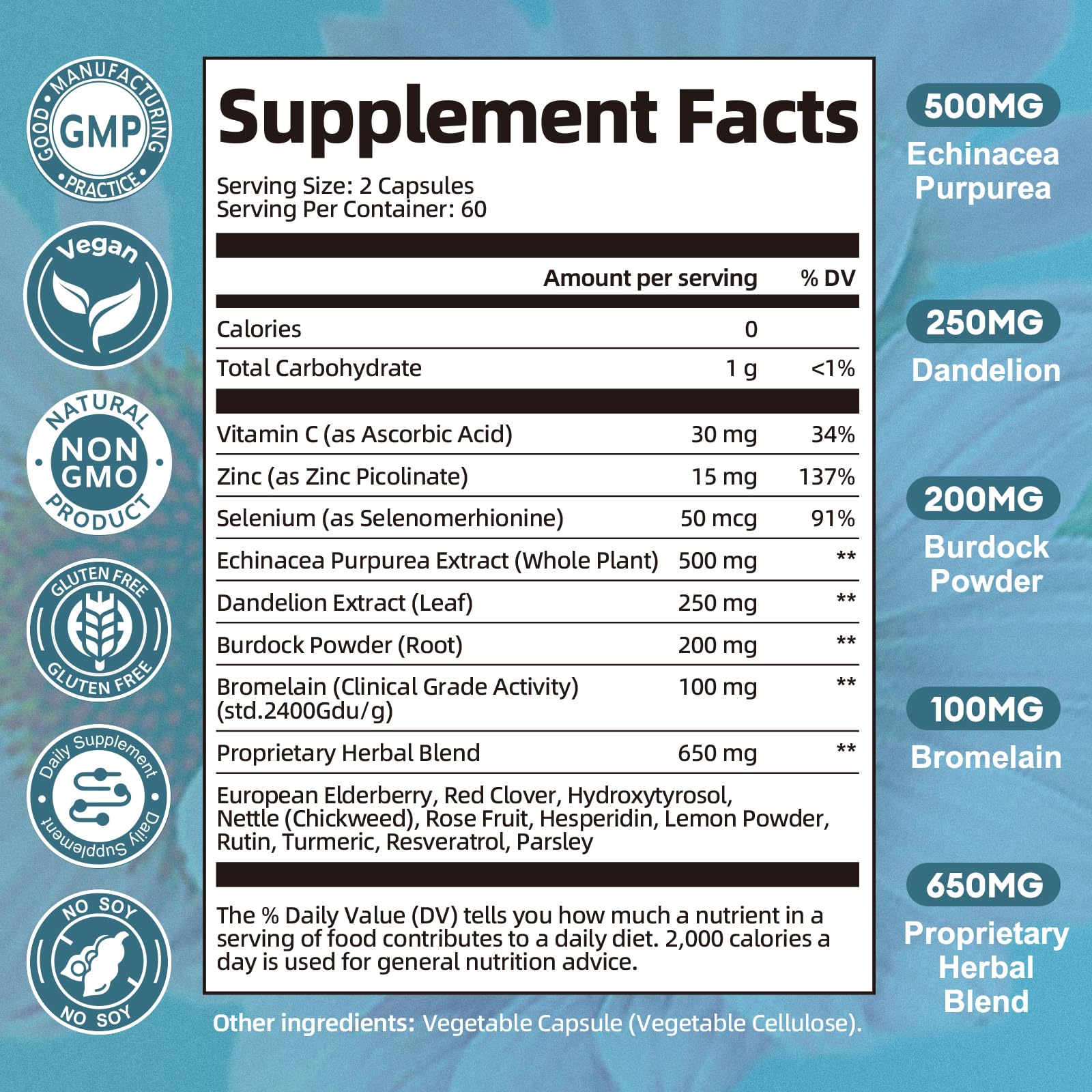 Close-up of Totaria herbal blend ingredients for lymph support