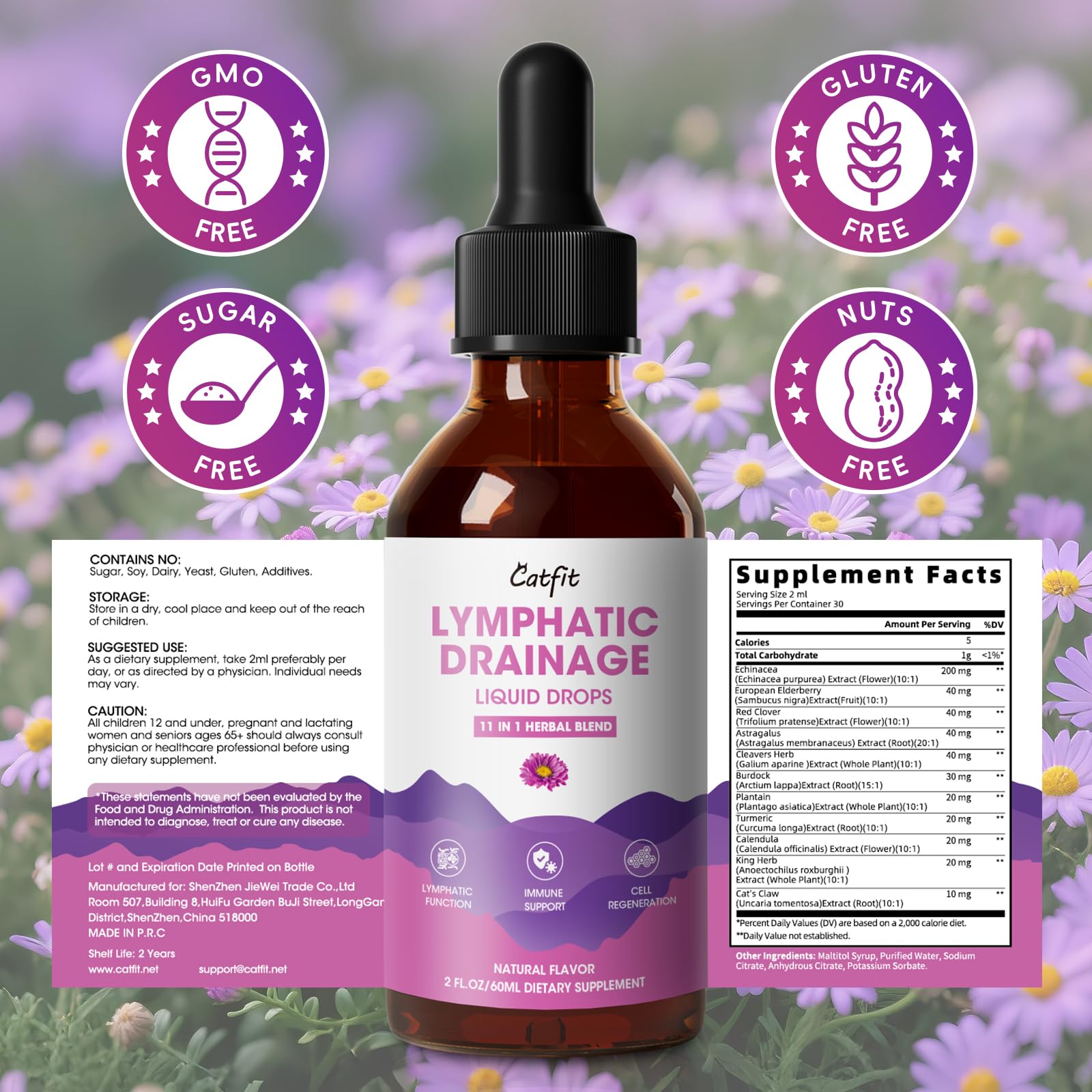 Herbal blend ingredients used in the drops