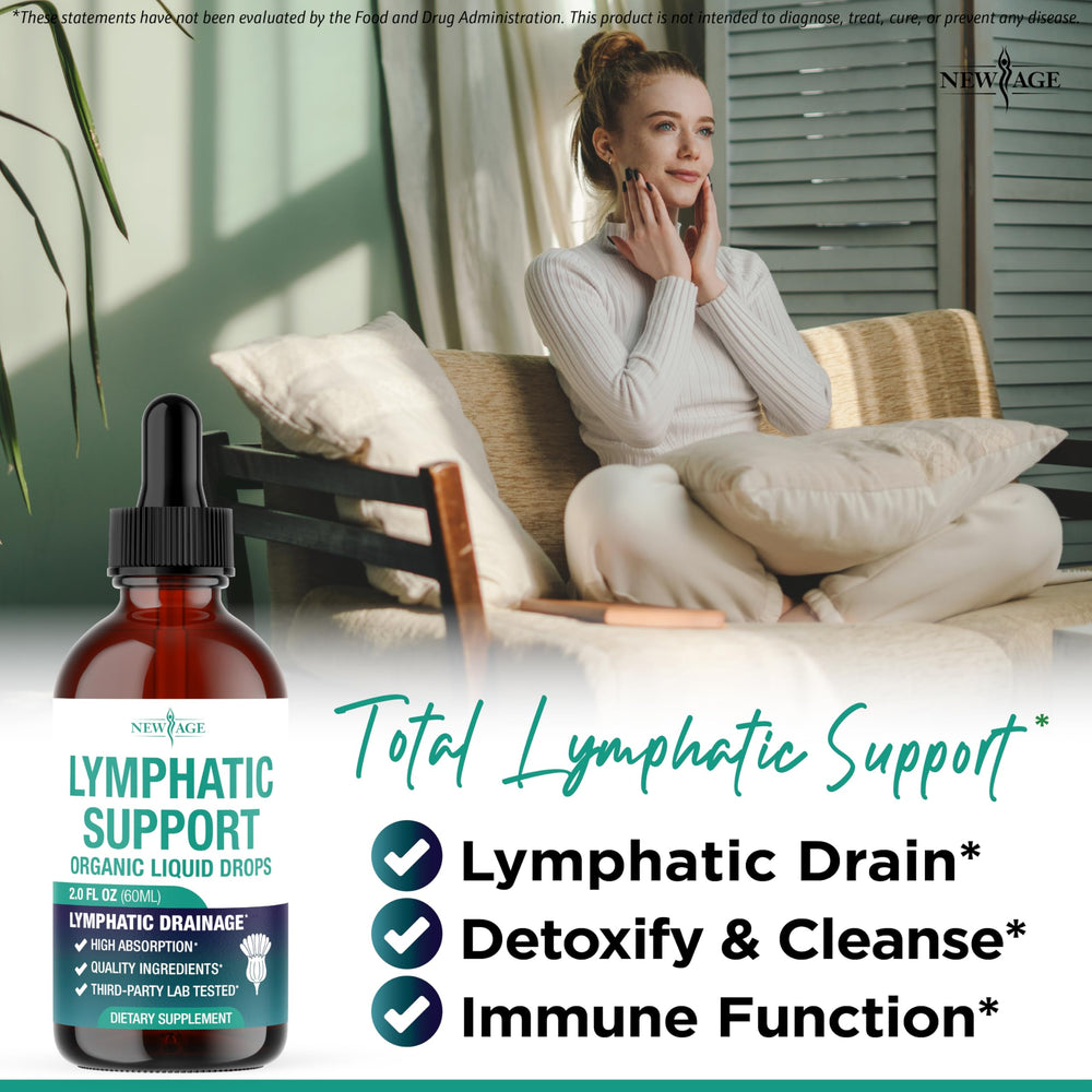 Front-facing bottle close-up of Organic Lymphatic Drainage Drops