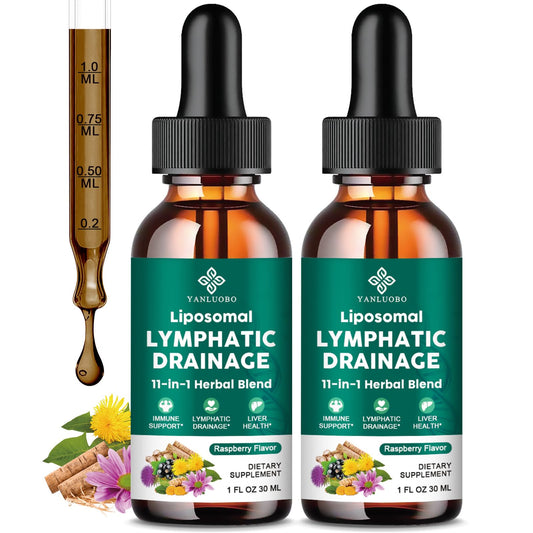 Lymphatic Drainage Drops bottle with raspberry flavor label