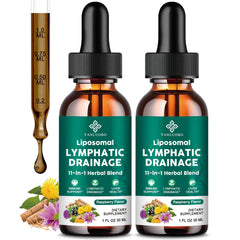 Lymphatic Drainage Drops bottle with raspberry flavor label