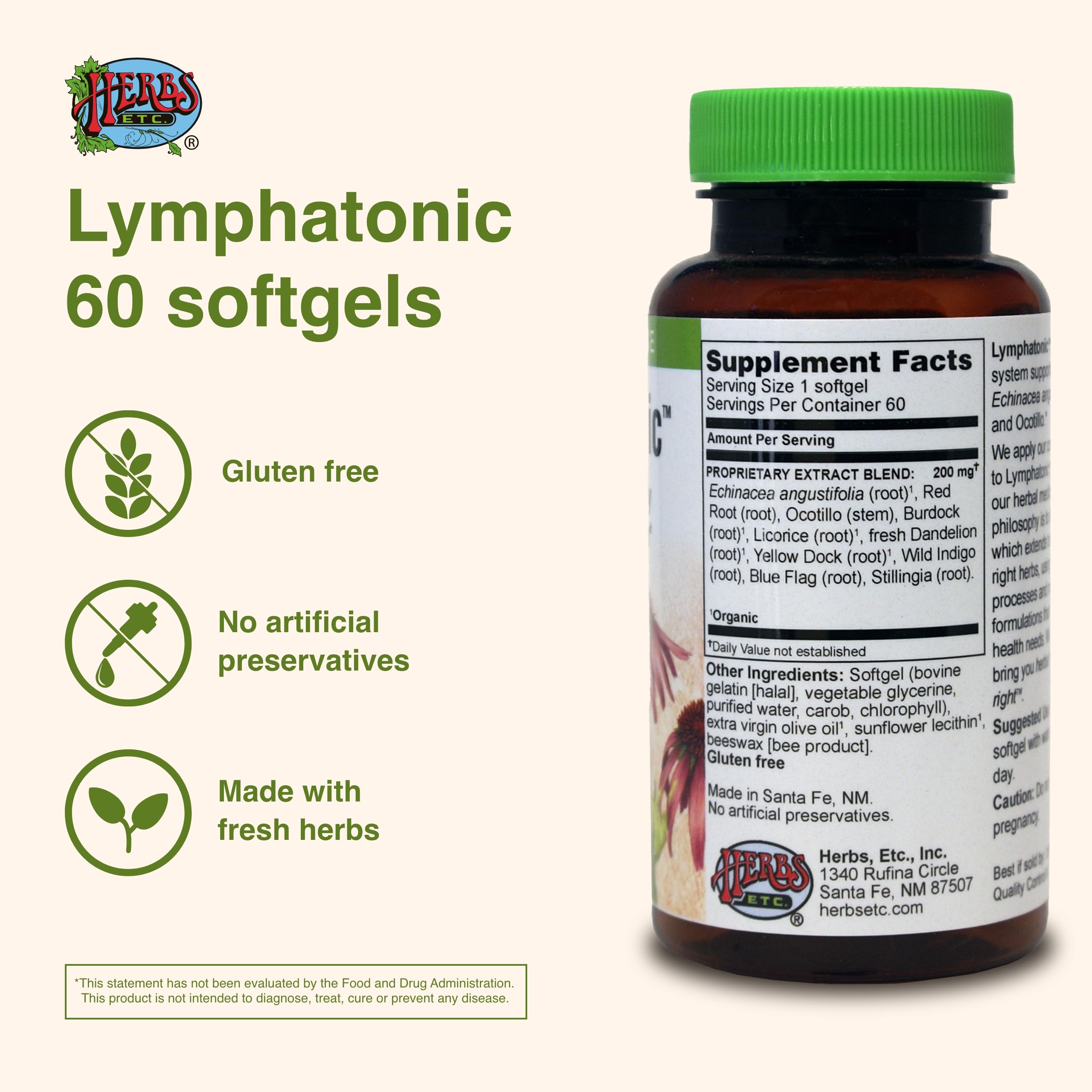 Product shot: Herbs ETC. Lymphatonic Sg packaging and label