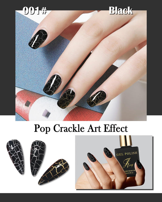 LYSdefeu crackle art pattern on nails creates variegated texture for creative DIY looks.