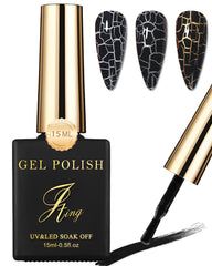 LYSdefeu 3D crackle nail polish bottle shows bold crackle texture for dramatic nails.