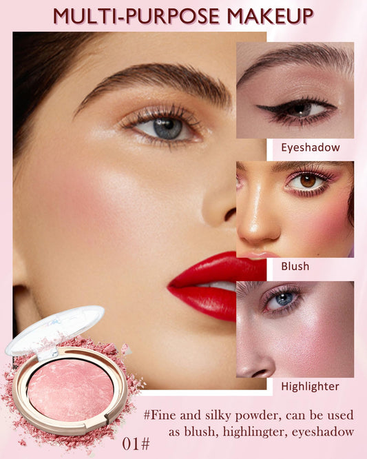 LYSdefeu Peachy marble blush dry swatch on cheek for soft color
