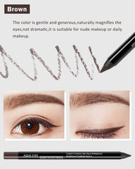 Swatches of LYSdefeu brown gel eyeliner showing rich pigment and smooth glide