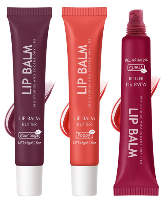LYSdefeu butter tinted lip balm set on display with versatile color options