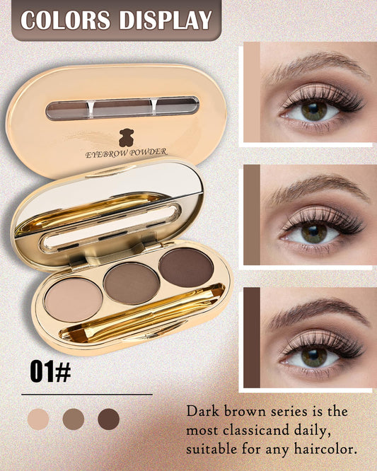 LYSdefeu three-color brow palette with matte shades for natural look.