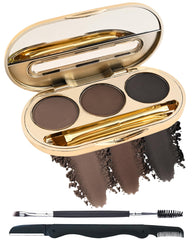 LYSdefeu eyebrow palette closeup with three matte shades for natural definition