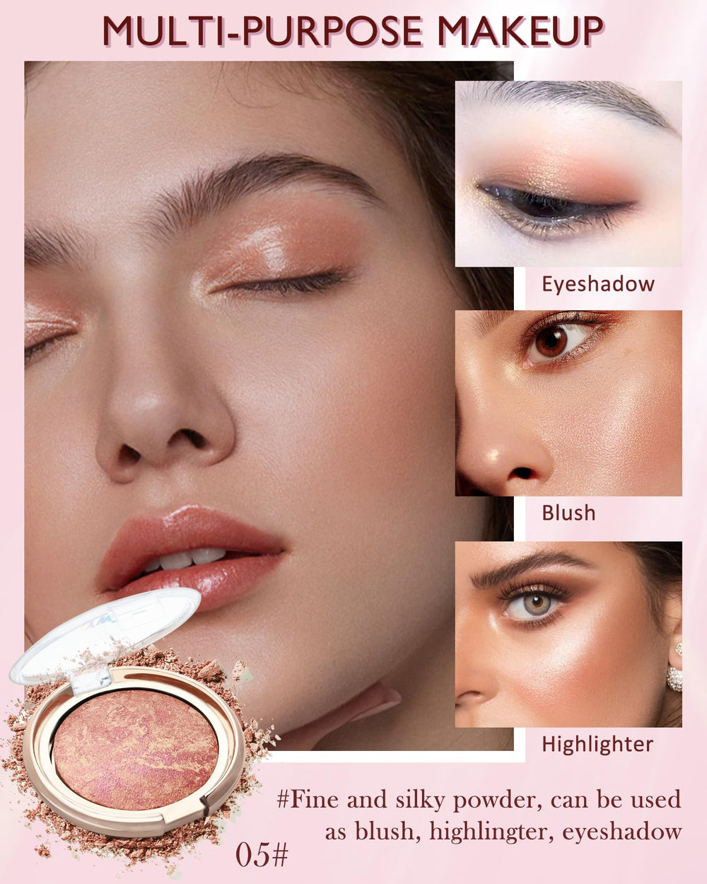 LYSdefeu glow marbleized blush swatches on skin demonstrating pink shimmer for versatile cheek color