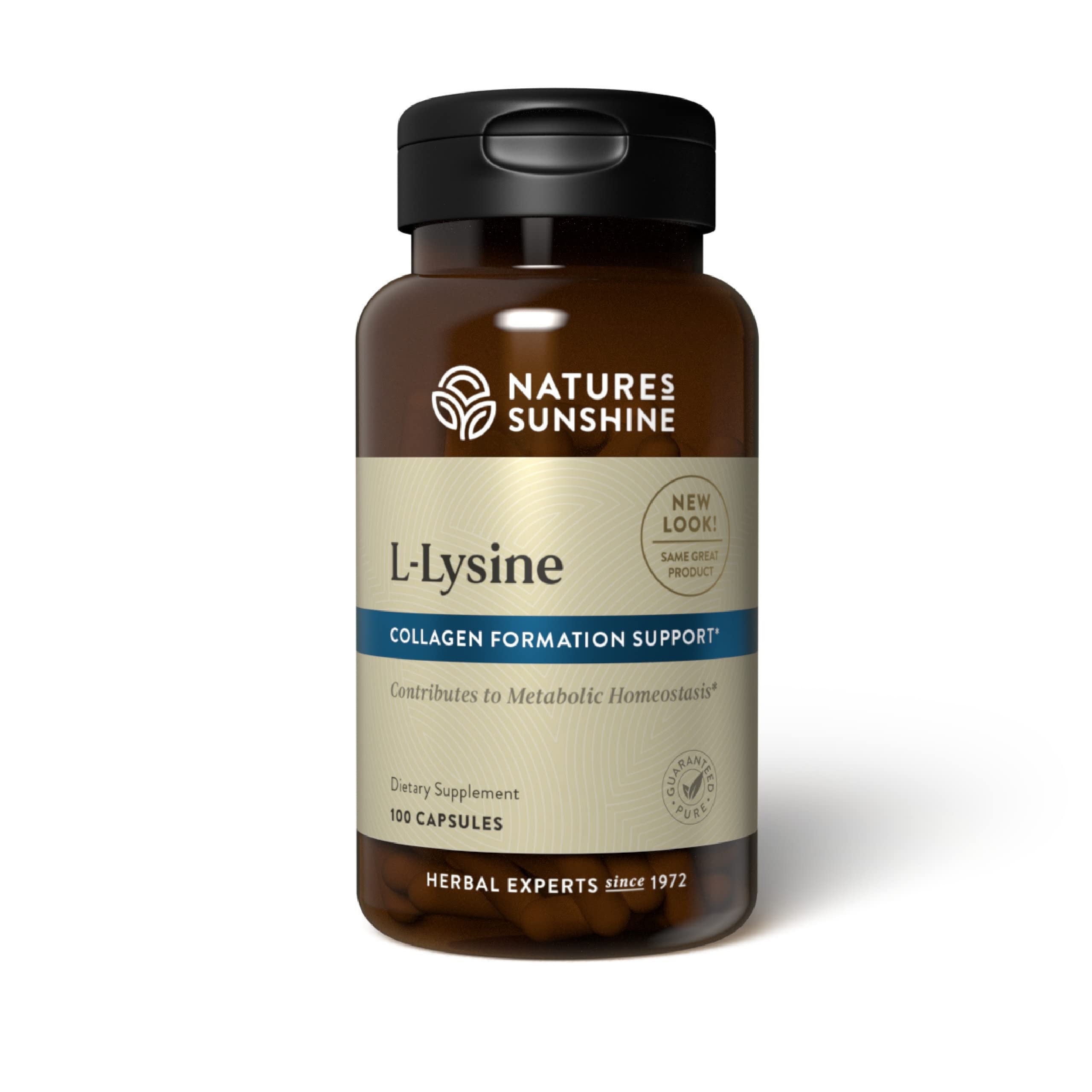 Front view of Nature's Sunshine L-Lysine 100 Capsules bottle