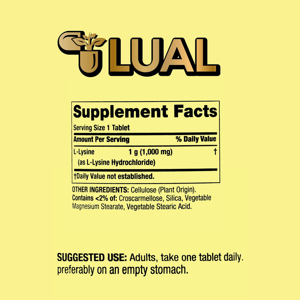 Close-up of a single 1000 mg L-Lysine tablet