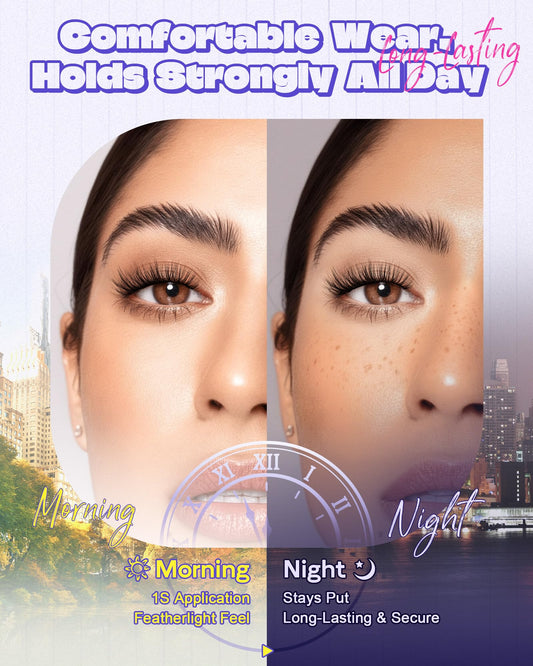 LZM cat-eye press-on lashes waterproof hold for all-day confidence.