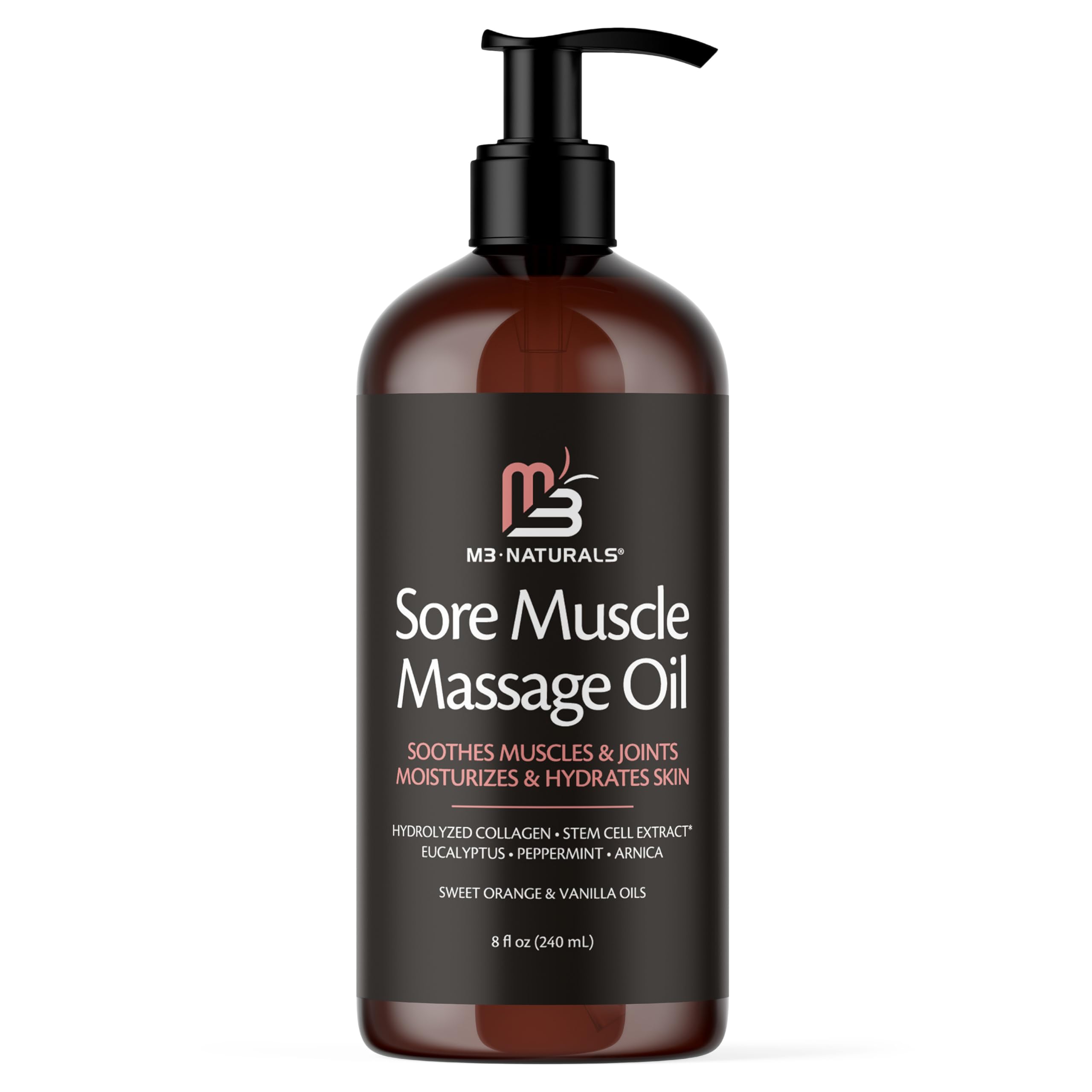 M3 Naturals Arnica massage oil 8 oz bottle