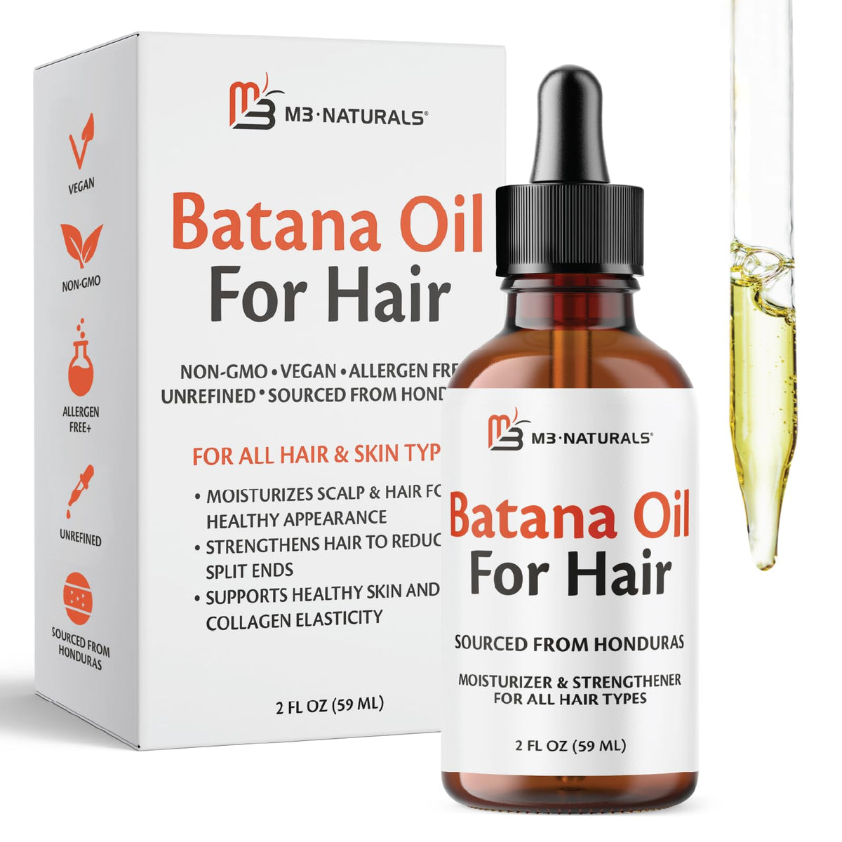 M3 Naturals Batana Oil 2 oz bottle - hero shot