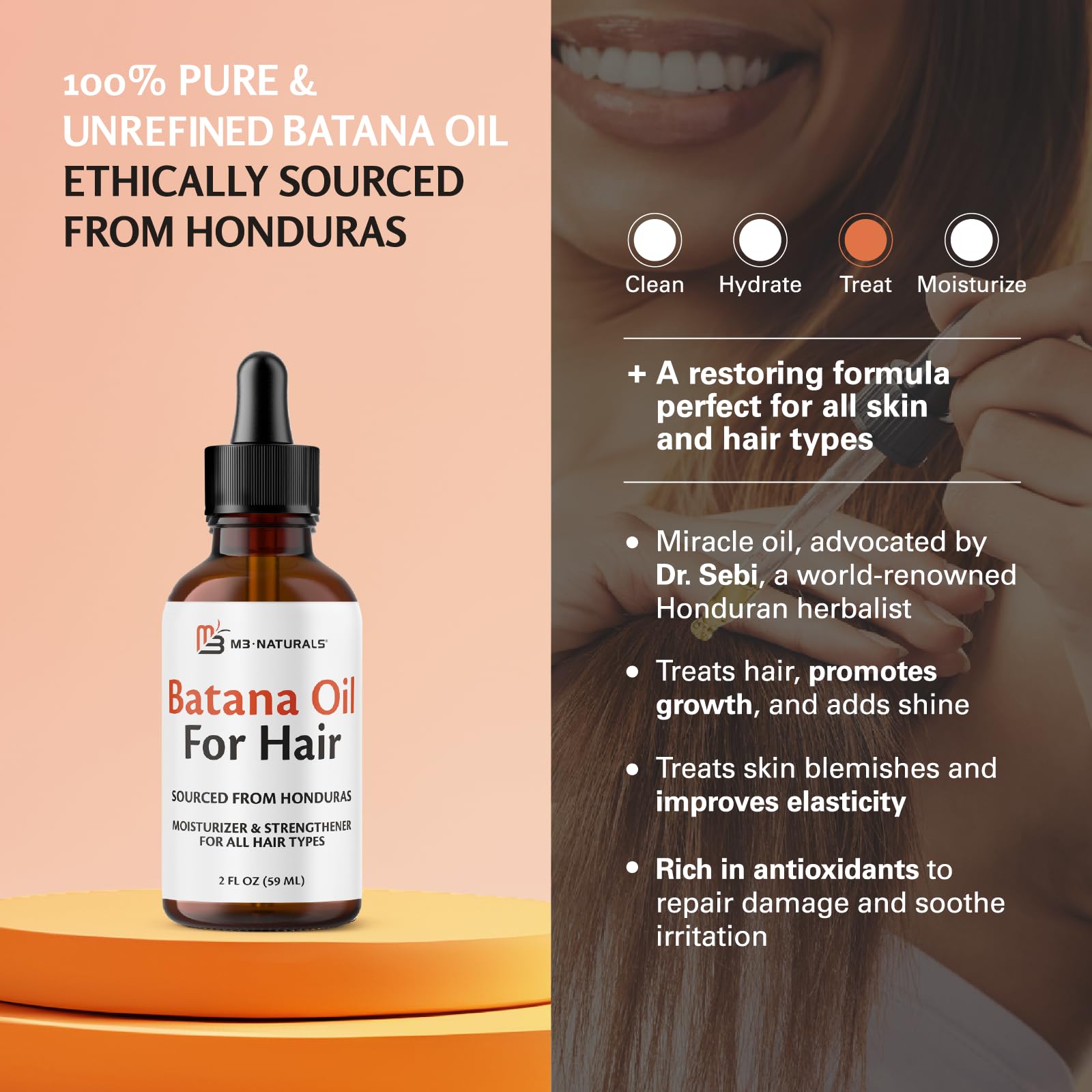 Label detail showing 100% pure Batana Oil