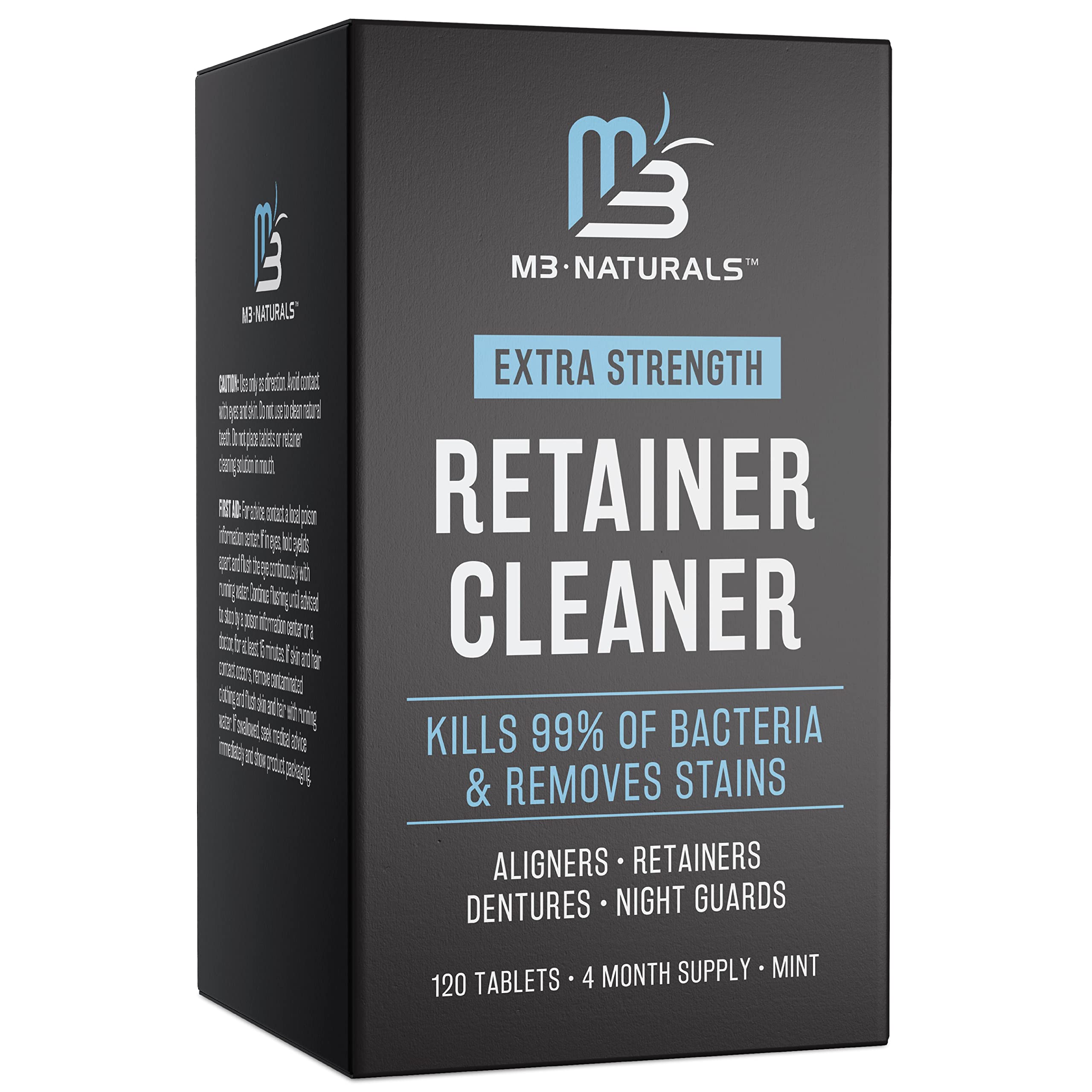 M3 Naturals Retainer Cleanser Tablets bottle with 120 tablets